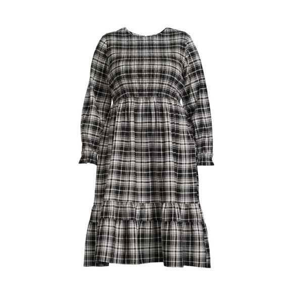 Nwt Terra & Sky Women's Plus Size Tiered Peasant Midi Dress, Cotton 100% - Picture 1 of 12